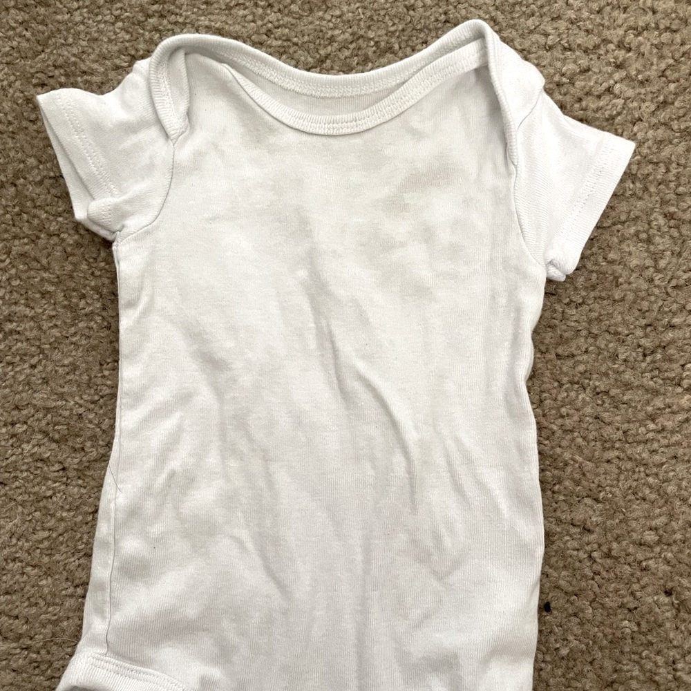 3-6month baby plain white baby onesie.